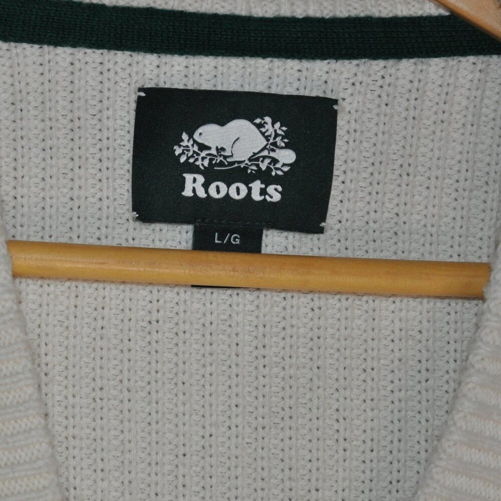 Roots Athletics Club Crest Varsity Knit Cardigan Sweater 100% Organic Cotton L - Picture 3 of 6